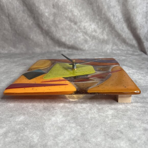 Colorful Geometric Fused Glass Wall Clock By Danielle Styles Battery Operated - Picture 8 of 12